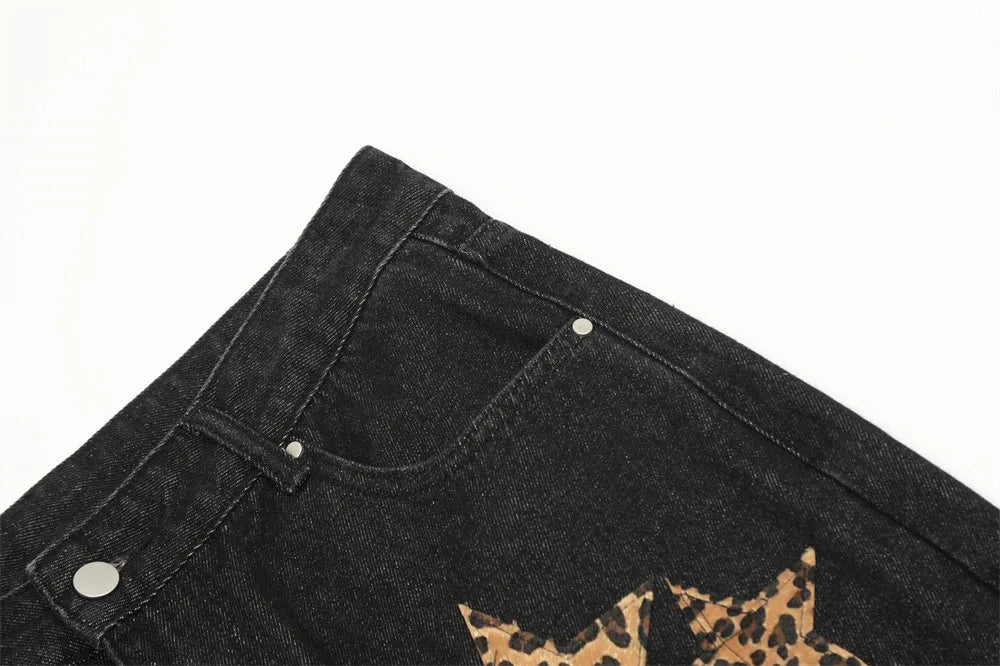 black baggy jeans men star patchwork straight denim pants fashion jeans male streetwear hip hop y2k loose trousers unique jeans style 4896