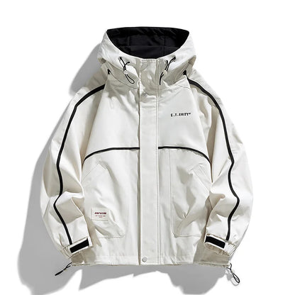 mens hooded jacket clashing colours jackets letter print jacket streetwear casual outdoor coats 2024 spring fall male clothing menswear bottoms