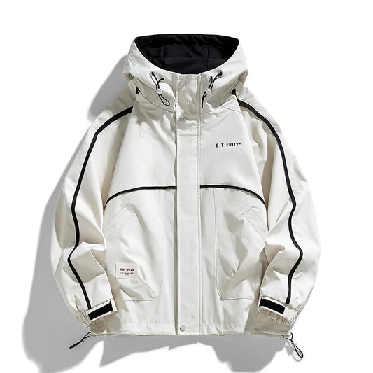 mens hooded jacket clashing colours jackets letter print jacket streetwear casual outdoor coats 2024 spring fall male clothing menswear bottoms