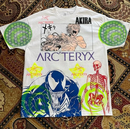 2024 Summer American Retro Personalized Anime Print Oversized Short-sleeved Men Y2k Harajuku Fashion Casual Loose T-shirt Women Street King Limited