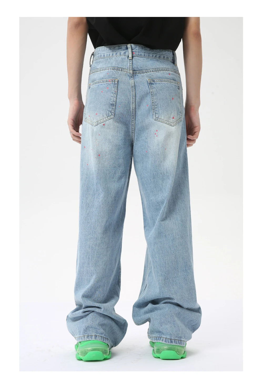 vintage graffiti baggy jeans mens streetwear hip hop loose blue denim pants hi street luxury designer jeans trousers man unique jeans style 47