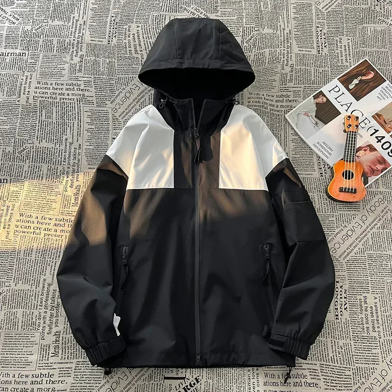 american style clash color waterproof jacket for men new outdoor climbing windbreaker casual punching jackets male coats minimalist street pants