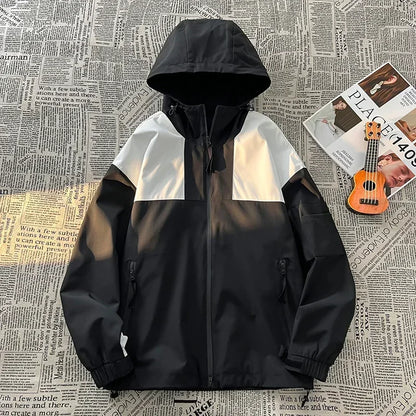 american style clash color waterproof jacket for men new outdoor climbing windbreaker casual punching jackets male coats minimalist street pants