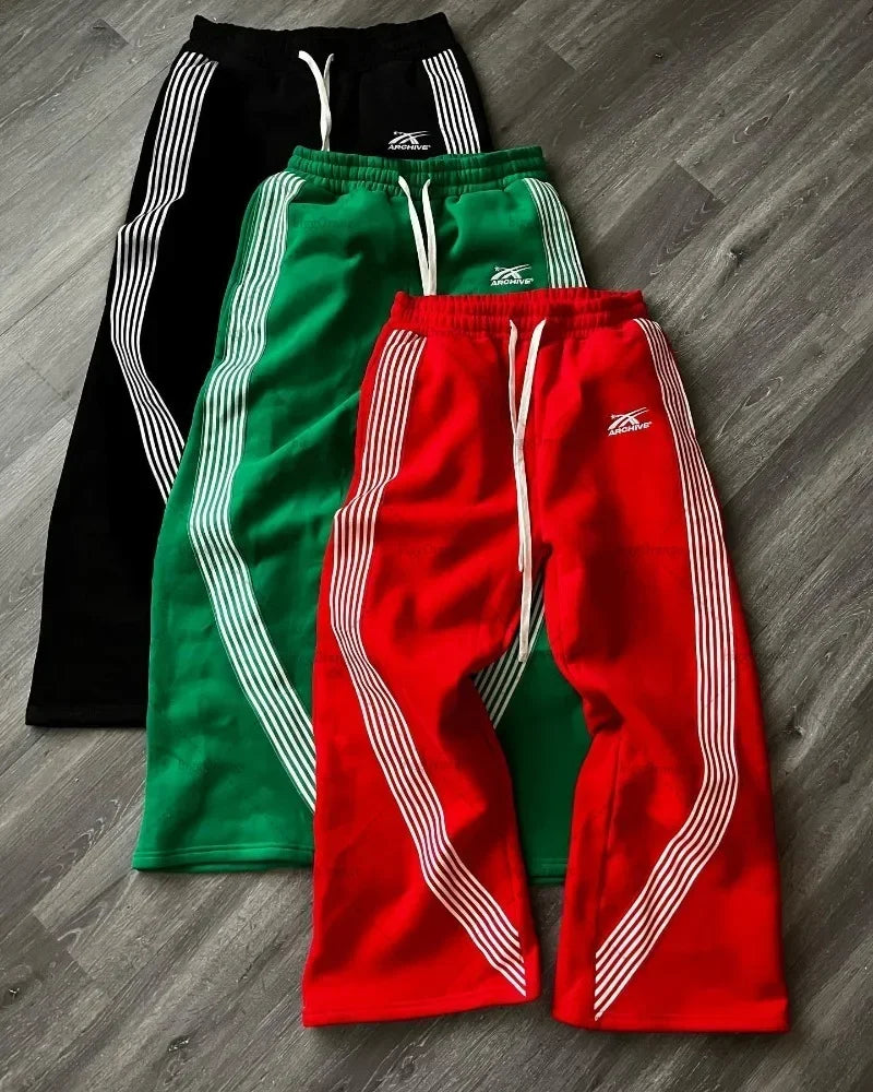 y2k high street retro striped letter wide leg pants street harajuku fashion nine point pants loose versatile oversized trousers unique default style 3110