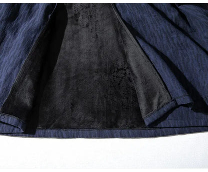 men autumn winter thick fleece liner loose casual punk gothic long cardigan trench coat streetwear kimono robe jacket outerwear unique default style 1013