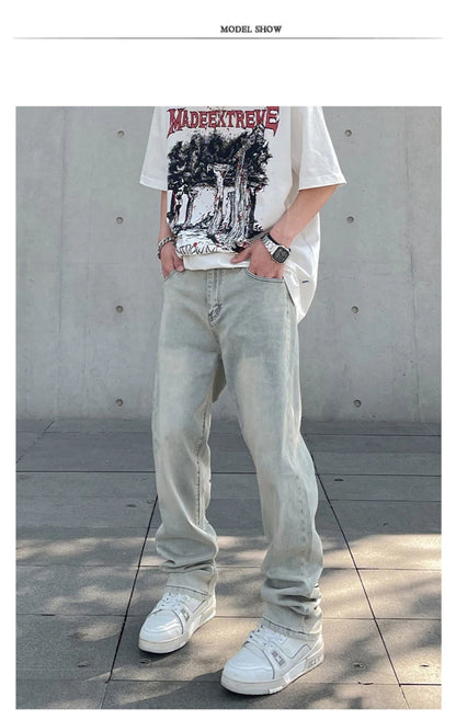 american gothic letter mens baggy jeans y2k retro harajuku straight denim trousers hip hop fashion printed jean man pants unique jeans style 569
