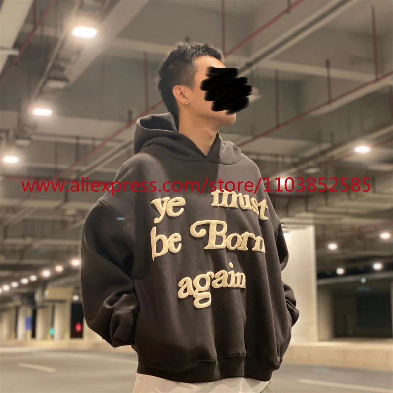 Autumn Winter New 2024 Vintage American Long sleeved Hoodie Men's Heavyweight Letter Embroidered Print High Street Tops Oversize Street King Limited