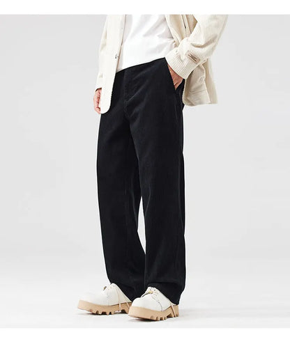 corduroy pants mens fashion loose casual straight large size wide leg baggy trousers office man commuter business corduroy pant unique default style 2062