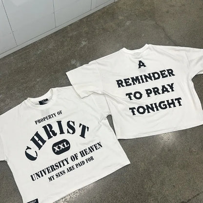 Hip-hop Retro Trendy Fashion Letter Printed T-shirt Tops Men Y2k Casual Loose Street Gothic Punk Oversized Short-sleeved Women Street King Limited