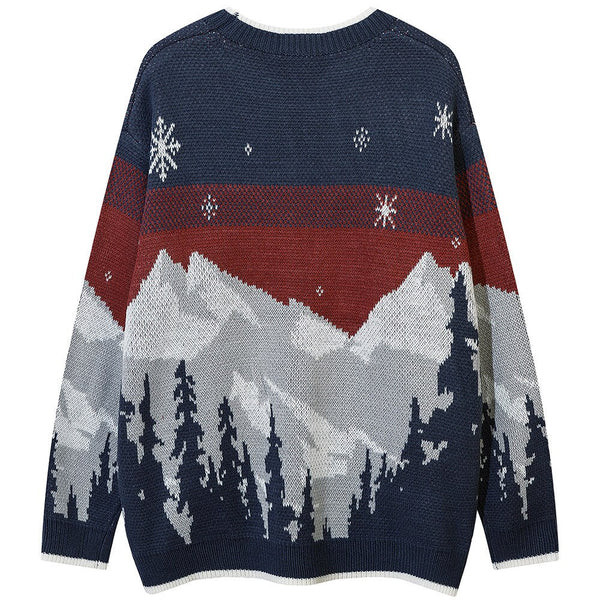 "Snowy Mountains" Unisex Men Women Streetwear Graphic Sweater Daulet Apparel