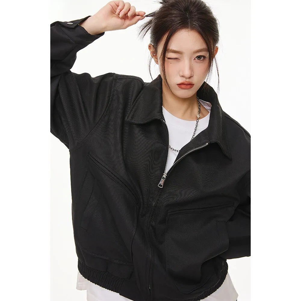 spring retro fashion bomber jacket men loose casual korean streetwear vintage short cargo jacket women autumn coat outerwear baggy cargo bottoms