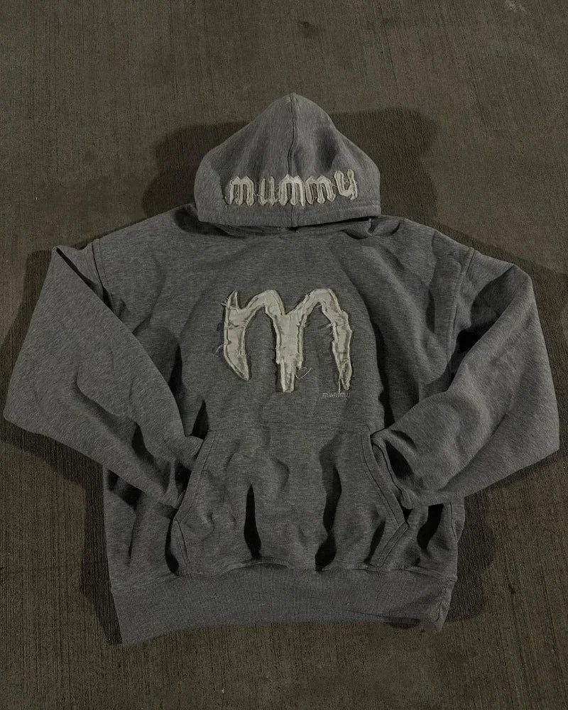 Y2k American High Street Fashion Brand Letter Embroidery Oversized Pullover Hoodie Women Fashionable Casual Loose Sweatshirt Men Street King Limited