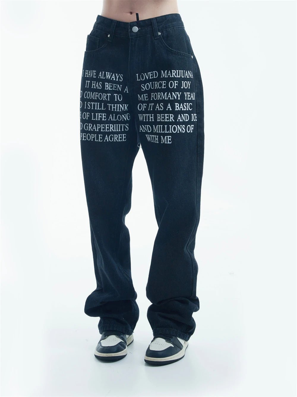 blue baggy jeans men letter printed straight denim pants fashion jeans male streetwear hip hop y2k loose trousers unique jeans style 4075