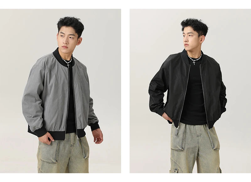 double side wearable men spring autumn streetwear fashion loose casual cargo bomber jacket boyfriend cleanfit coat outerwear unique cargo style 921
