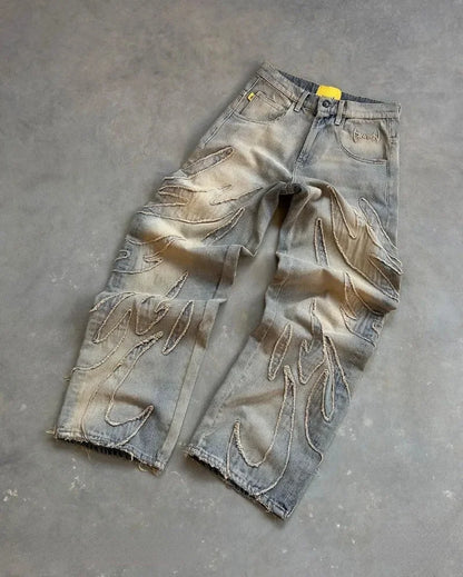 retro ripped y2k streetwear new baggy jeans women black embroidered jeans for women hip hop harajuku high waisted jeans unique jeans style 855