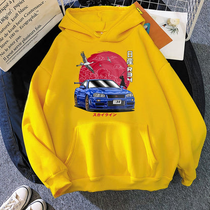 "Initial R34" Unisex Men Women Streetwear Graphic Hoodie Daulet Apparel