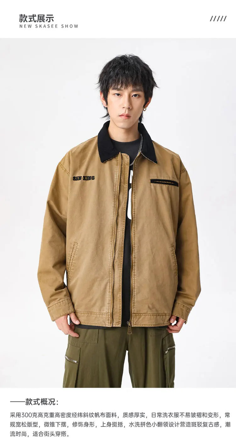 american vintage washed mountain outdoor high street detroit jacket men japan korea fashion loose casual cargo jacket coat unique cargo style 867