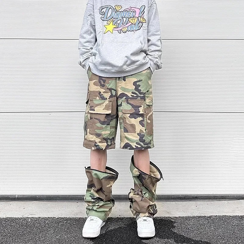 y2k knee detachable multi pockets camouflage cargo pants mens streetwear patchwork baggy overall ropa hombre oversized trousers unique cargo style 2392