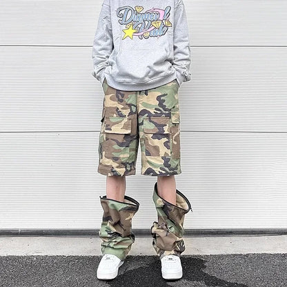 y2k knee detachable multi pockets camouflage cargo pants mens streetwear patchwork baggy overall ropa hombre oversized trousers unique cargo style 2392