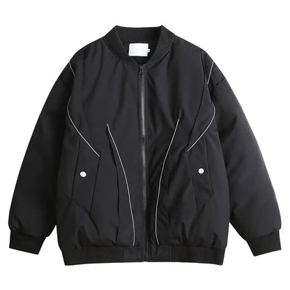 Winter Thickening Flying Baseball Uniform Solid Multi Pocket Simplicity Warm Cotton Jacket 2024 New Streetwear Male Parkas Street King Limited