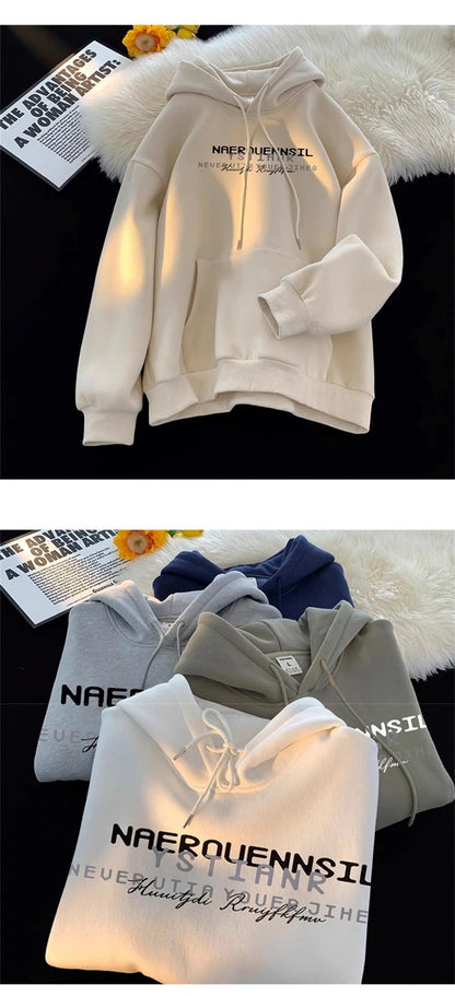 Autumn High Street Letter Printed Hooded Sweatshirt Men Casual Loose Vintage American Style Hoodies Y2K Aesthetic Fashion Hoodie Street King Limited