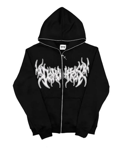2024 Y2k American Street Style Women Oversized Hooded Top Jacket Fashion Trend Versatile Letter Print Zipper Sweatshirt Men Street King Limited