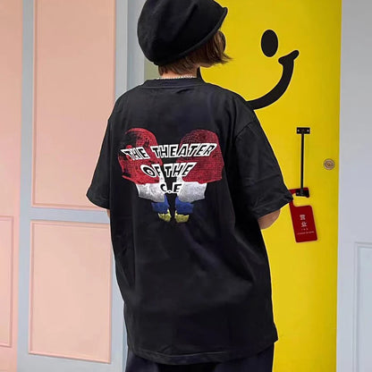 C.E T-shirts Men Woman Good Quality Cotton Casual Loose Vintage Abstract Face Printing Summer O-Neck CAVEMPT Top Tee Street King Limited