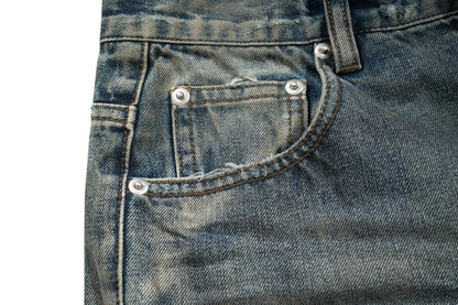 vintage men jeans blue baggy denim pants dirty washed retro loose straight jeans trousers unique jeans style 5914