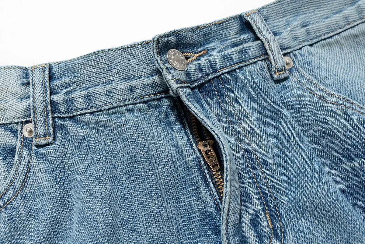streetwear ropa hombre lightning pattern washed split jeans for men washed pocket baggy casual denim trousers oversized cargos 1 unique cargo style 641