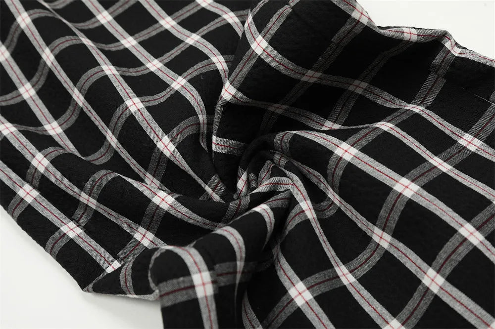 men women american streetwear fashion loose plaid wide leg straight pant boyfriend button down sports casual pants trousers unique default style 1408