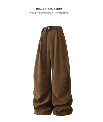 winter mens wide leg straight sweatpants korean fashion warm fleece track pants male casual thermal trousers with long belt unique joggers style 1080