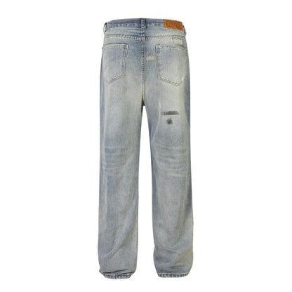 mens fashion ripped jeans blue straight baggy jeans trousers luxury loose casual distressed denim pants male 1 denim street jeans