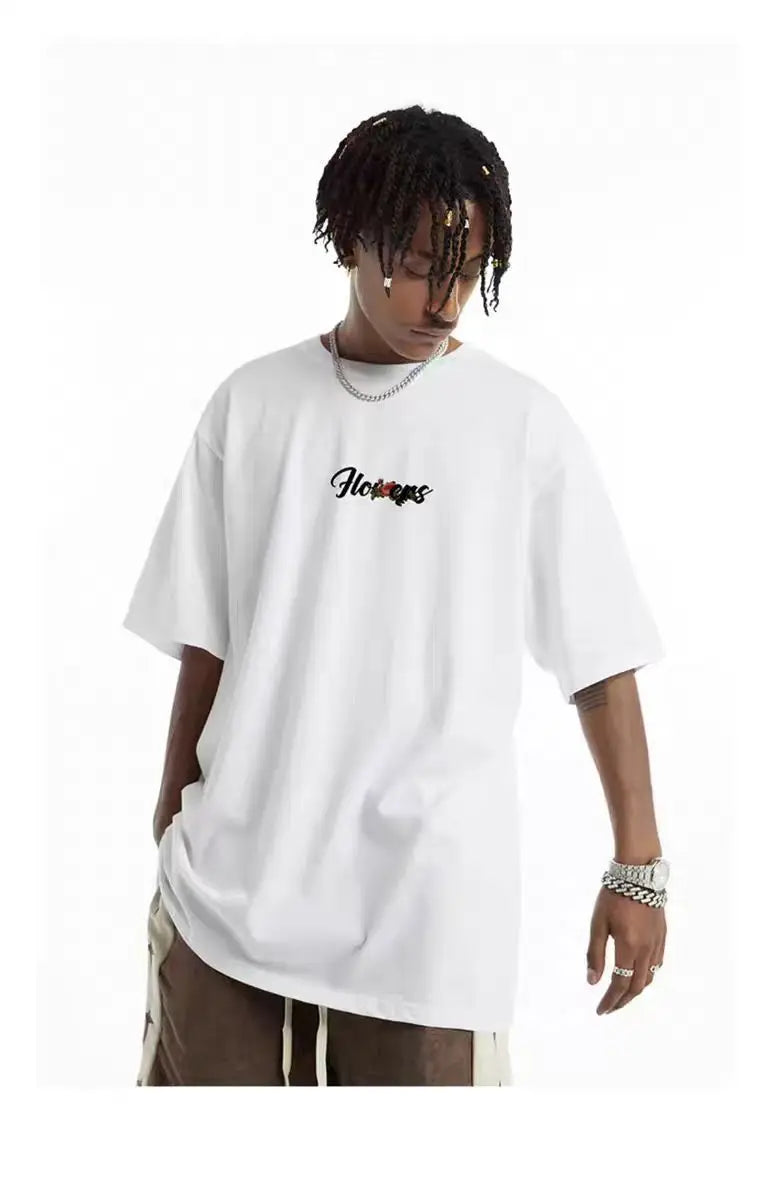 National trend American retro washed distressed short-sleeved t-shirt for men 2024 loose ins street style hip hop  men clothing Street King Limited