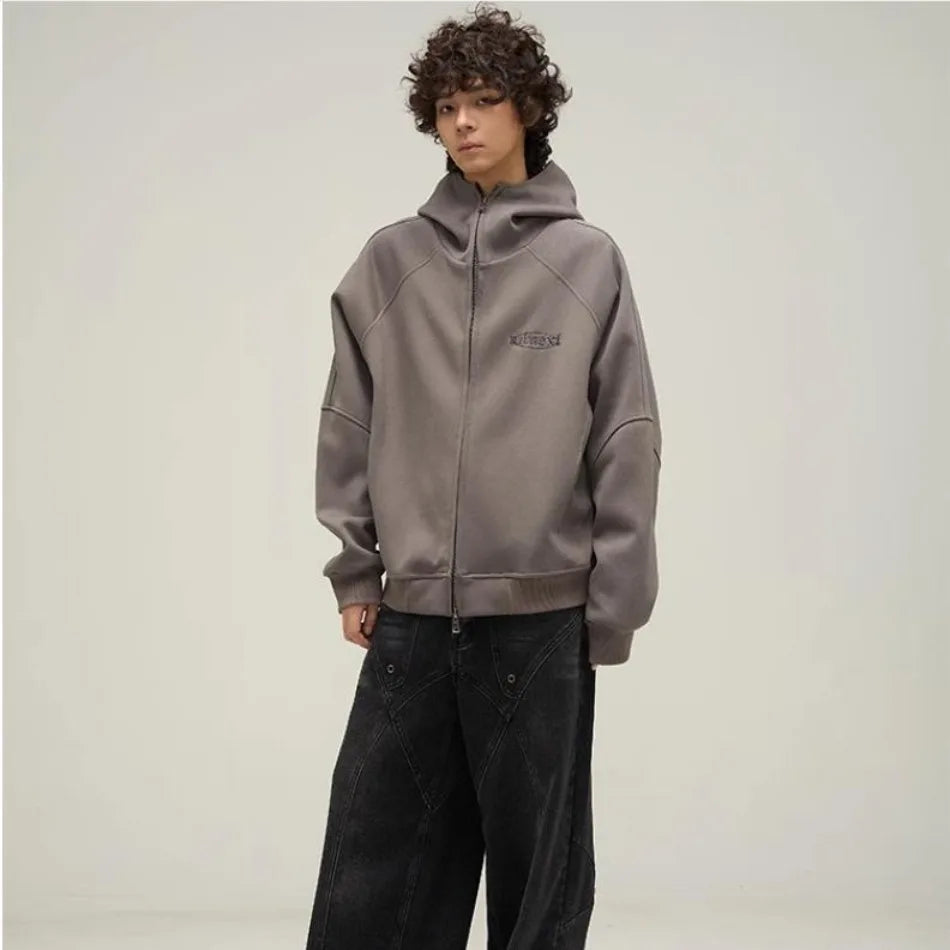 street letter embroidered jacket mens punk harajuku stand collar hooded sweatshirt zipper simplicity casual coats oversized unique default style 3900
