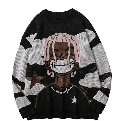 Traf-2024 Women's Sweater zssiibo Official Website Autumn New y2k Anime Cartoon Pattern Hoodie Women's Clothing Sales Street King Limited