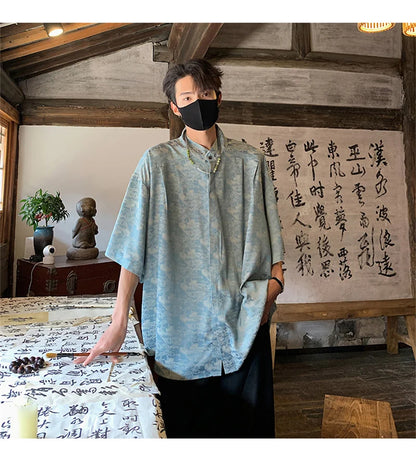 Streetwear New Chinese Style Hawaiian Flower Shirts For Men Short Sleeve T Shirts New Chinese Style Hawaiian Flower Shirts For Men Short Sleeve T Shirts 2024 Summer 3D Graphic Shirt Y2K Streetwear Mens Blouse Fashion Sweater Jacket With Graphic Design For Men