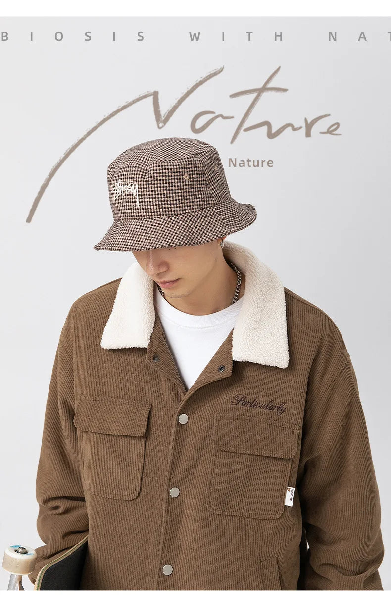fashion men lamb fleece polo collar cotton padded coat winter embroidery loose thicken warm corduroy wadded jacket male outwear unique default style 6036