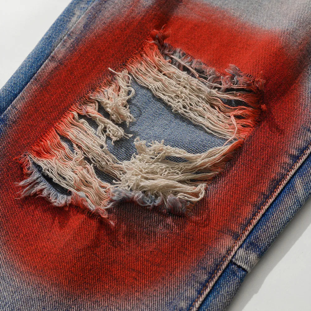 Men's Vintage Jeans 2023 New Ripped Holes Straight Denim Pants Streetwear Hip Hop Harajuku Jeans Trousers Street King Limited