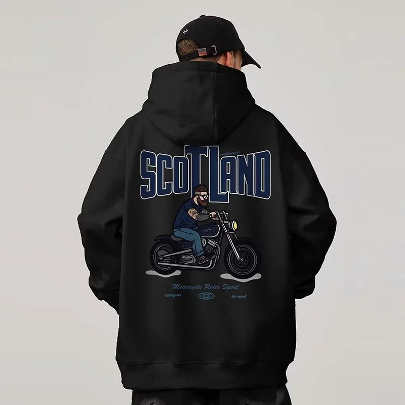 Autumn Motorcycle Men's Printed Hoodies Hip Hop Fashion Streetwear Baggy Sweatshirts Hombre Vintage Pullover Fleece Y2K Hoodie Street King Limited