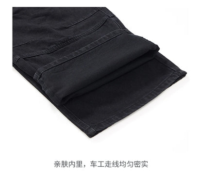 men american streetwear fashion loose casual hip hop wide leg black denim baggy jeans pants man y2k cargo jeans trousers unique cargo style 2213