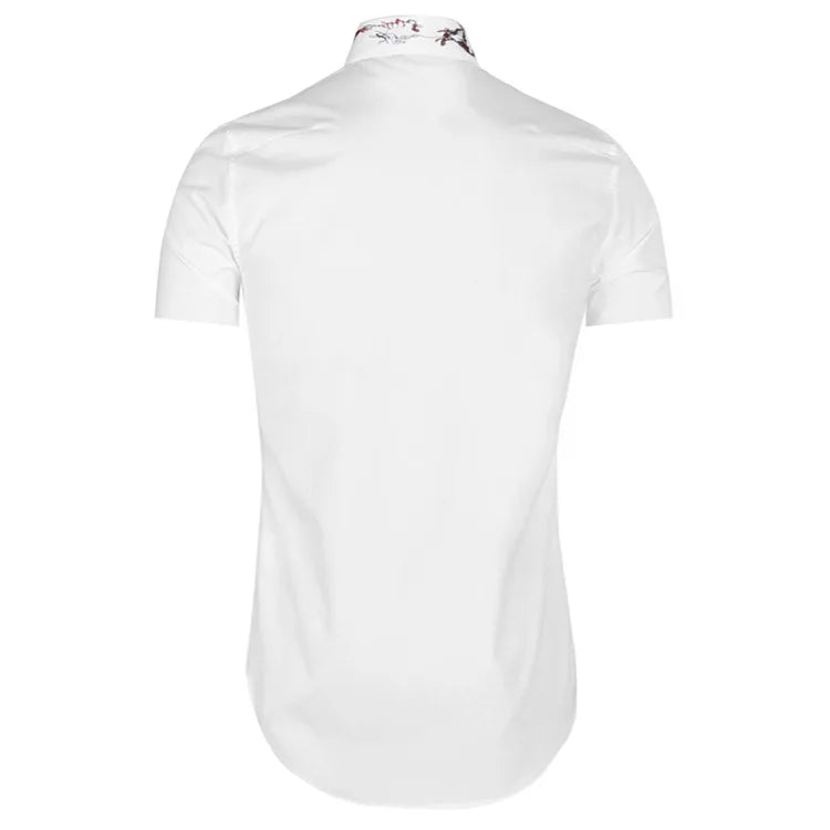 New 2022 Luxury Men Classic Embroidered bee stripe Fashion Cotton Casual Shirts Shirt High Quality Short Sleeves A68 Street King Limited