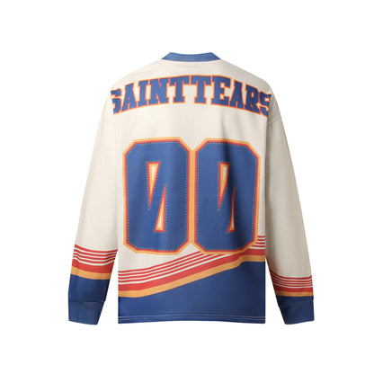 2024 Vintage Retro SM Brand Fashion Jersey Style Print Cotton High-Street Casual Loose Long Sleeve Sweater Pullover Sweatshirt Street King Limited