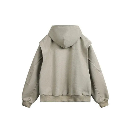 spring autumn hood bomber jacket men streetwear fashion loose casual hooded short cargo jacket cityboy coat outerwear unique cargo style 256