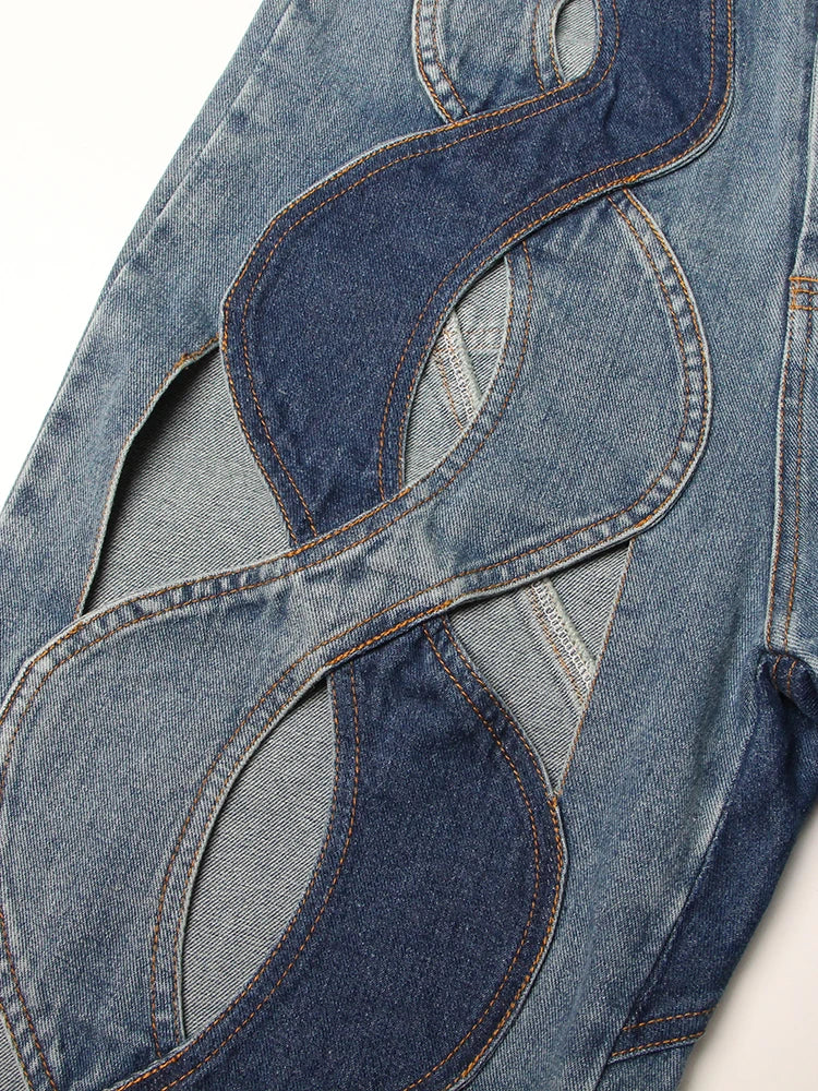 womens hollow jeans spring trend personality high waist zipper casual wide leg pants fashion casual clothing y2k pants jeans unique jeans style 75