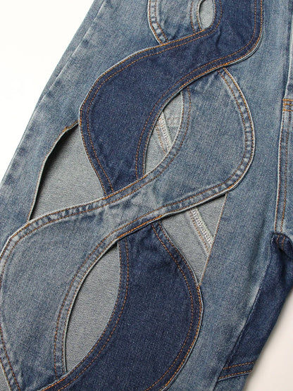 womens hollow jeans spring trend personality high waist zipper casual wide leg pants fashion casual clothing y2k pants jeans unique jeans style 75