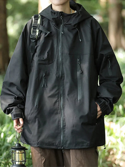 mens vintage waterproof outdoor functional jacket windbreaker camping sports elastic hoodie jackets autumn new fashion overcoat unique default style 159