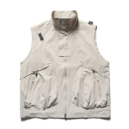 summer men fishing travel photo hiking vest waistcoat outdoor leisure solid color vest khaki black casual sleeveless jacket clean everyday pants