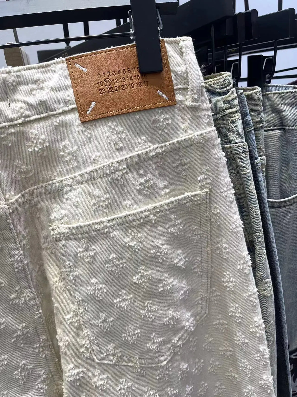 black personalized jeans mens jacquard pattern vintage embossed streetwear loose jeans mens pants straight loose bottoms mens unique jeans style 3484