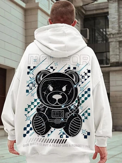 Meteor Bear Graphic Hoodies Oversized Men's Streetwear Hooded Sweatshirt Male Harajuku Fashion Pullover Hoodie y2k Clothes Street King Limited