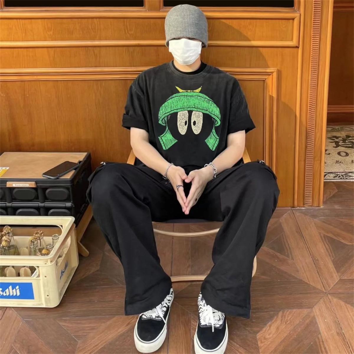 VINTGAE TALK Retro Tops Anime Printing High-Street Cotton Quality T-Shirt Street King Limited
